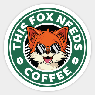 Fox Needs Coffee Sticker